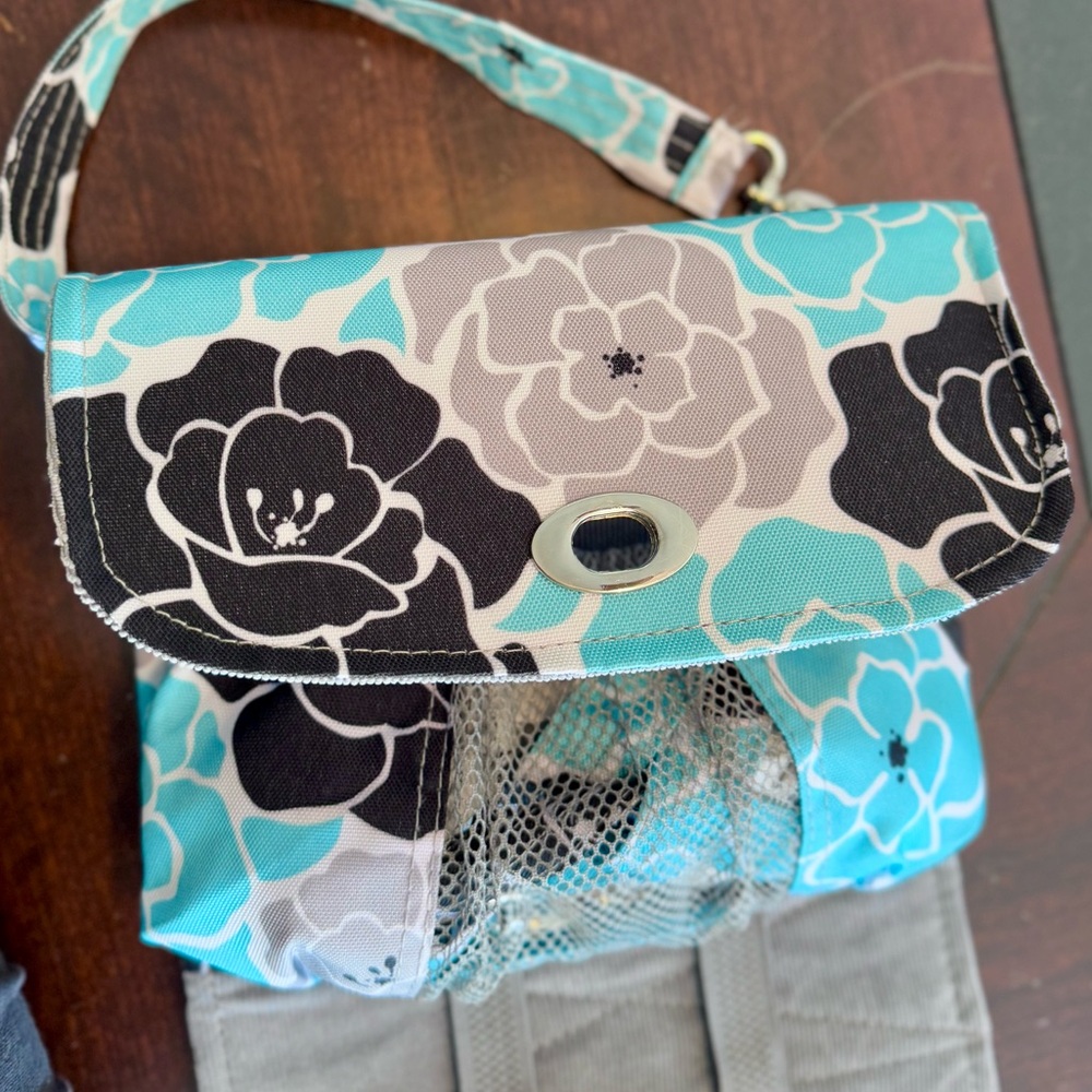 Lilly Bit Elegant Mini Baby Bag - Black, Aqua Diaper Clutch Adjustable Crossbody - Picture 6 of 12